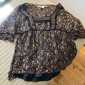 Max Studio Floral Black and Tan Women's Top